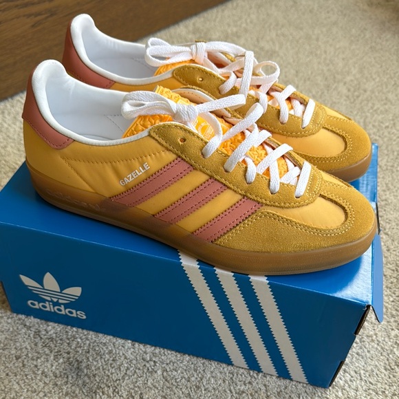 adidas Shoes - Adidas Gazelle Mustard and Coral Sneakers